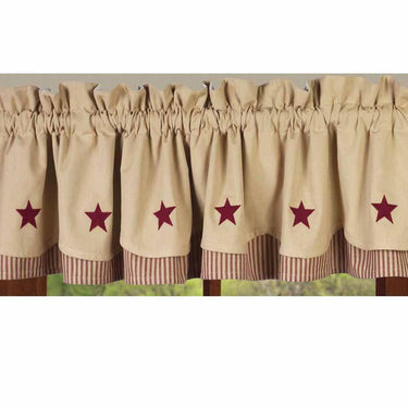 Nutmeg Barn Red Nutmeg W/ Barn Red Star Fairfield Valance Lined VF030017 - The Fox Decor